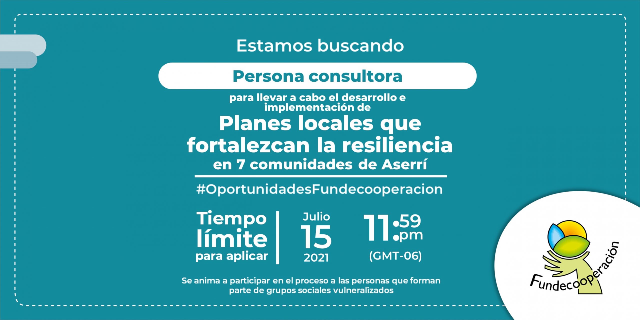 Estamos buscando persona consultora para realizar el desarrollo y la implementación de Planes comunitarios que fortalezcan la resilliencia en 7 comunidades de Aserríí